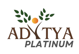 Adtya Gold logo with green leaves and orange dot