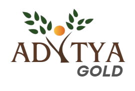 Adtya Platinum logo with green leaves and orange dot